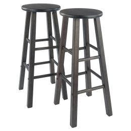 Element 2-Pc Square Leg Bar Stool Set, Oyster Gray