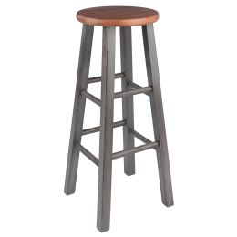 Ivy Bar Stool, Rustic Teak & Gray