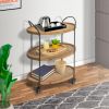 DunaWest 23 Inch Wood Bar Cart with 3 Tier Storage Trays and Metal Frame; Brown