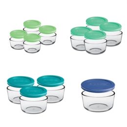 Anchor Hocking Classic 24 Piece Round Glass Food Storage Set with Mixed Blue Lids