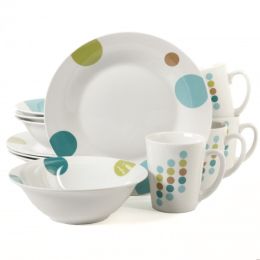 Gibson Home Retro Specks 12 Piece Ceramic Multicolored Dinnerware Set