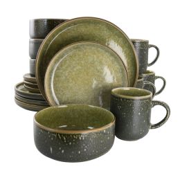 Gibson Elite Norwich 16 Piece Stoneware Dinnerware Set in Green