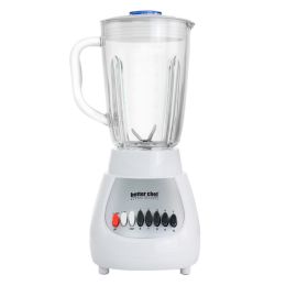 Better Chef 10-Speed 350 Watt 42 Ounce Glass Jar Blender in White/Silver