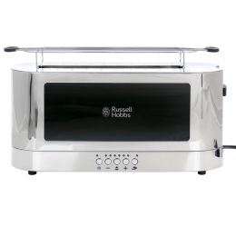 Russell Hobbs Stainless Steel 2 Slice Long Toaster with Black Glass Accent